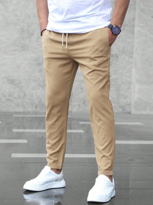 DenimDare™ Men’s Slim Fit Casual Pants With Drawstring & Pockets