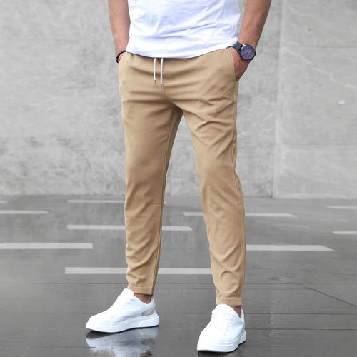 DenimDare™ Men’s Slim Fit Casual Pants With Drawstring & Pockets