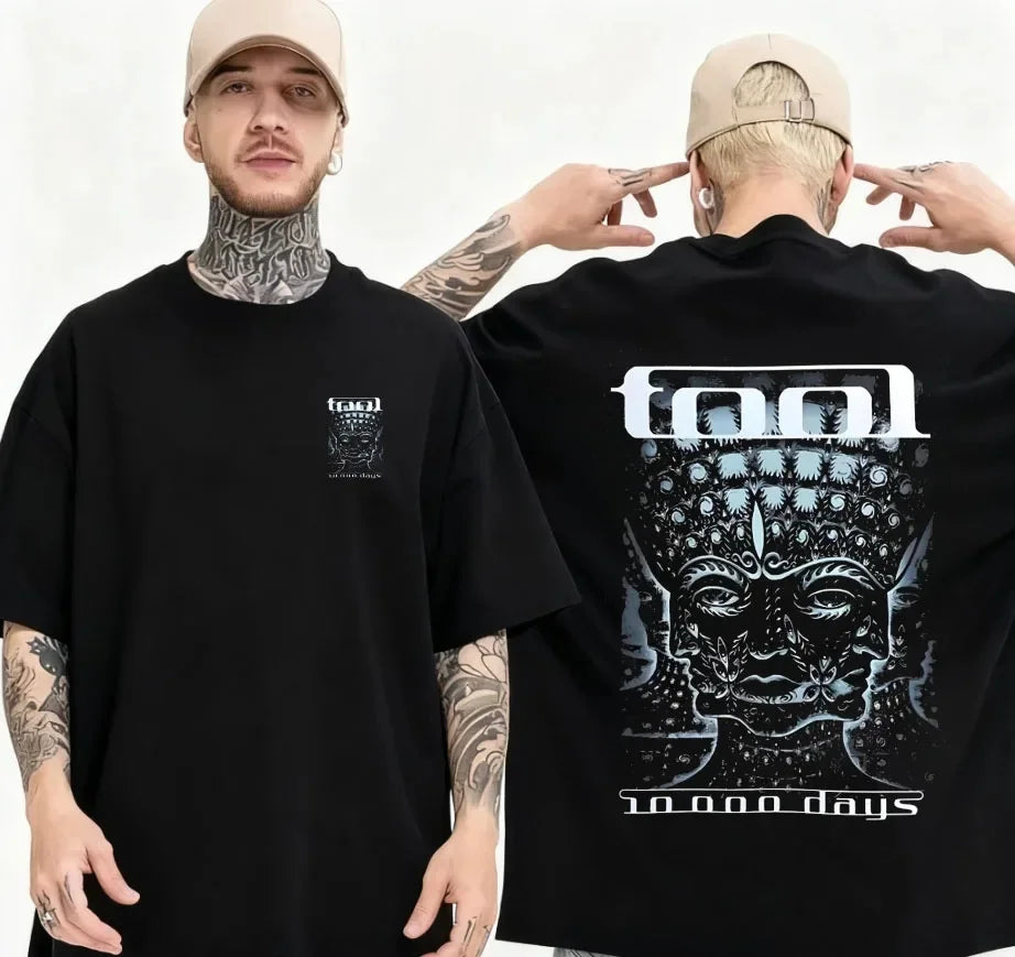 2026 Tool Band T-Shirt Men Oversized Cotton Short Sleeve Rock Music Graphic Tees Vintage Skeleton Print Streetwear Casual Tops