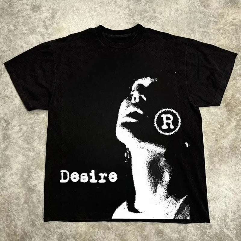 Graphic T-shirt Men Women Vintage Top Hip Hop Streetwear Oversized Tshirt Short Sleeve Casual Clothing Summer Fashion Y2K Tee