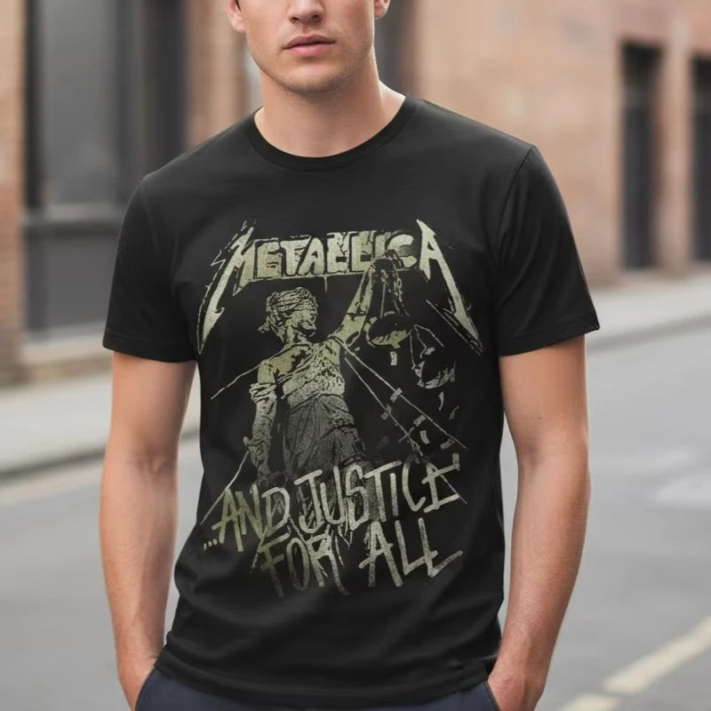 Metallica Band graphics Vintage Men's T-Shirt Unisex Fashion O-Neck 100%Cotton Short Sleeve Y2k Oversized Popular Tee fans gifts