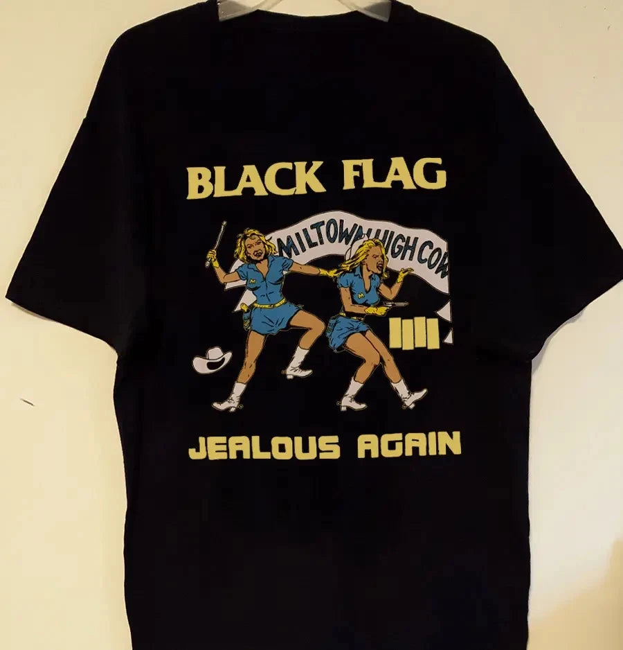 Black Flag Band Hardcore Punk Style Graphic Tee Cotton Mens Womens T-Shirt Summer Streetwear