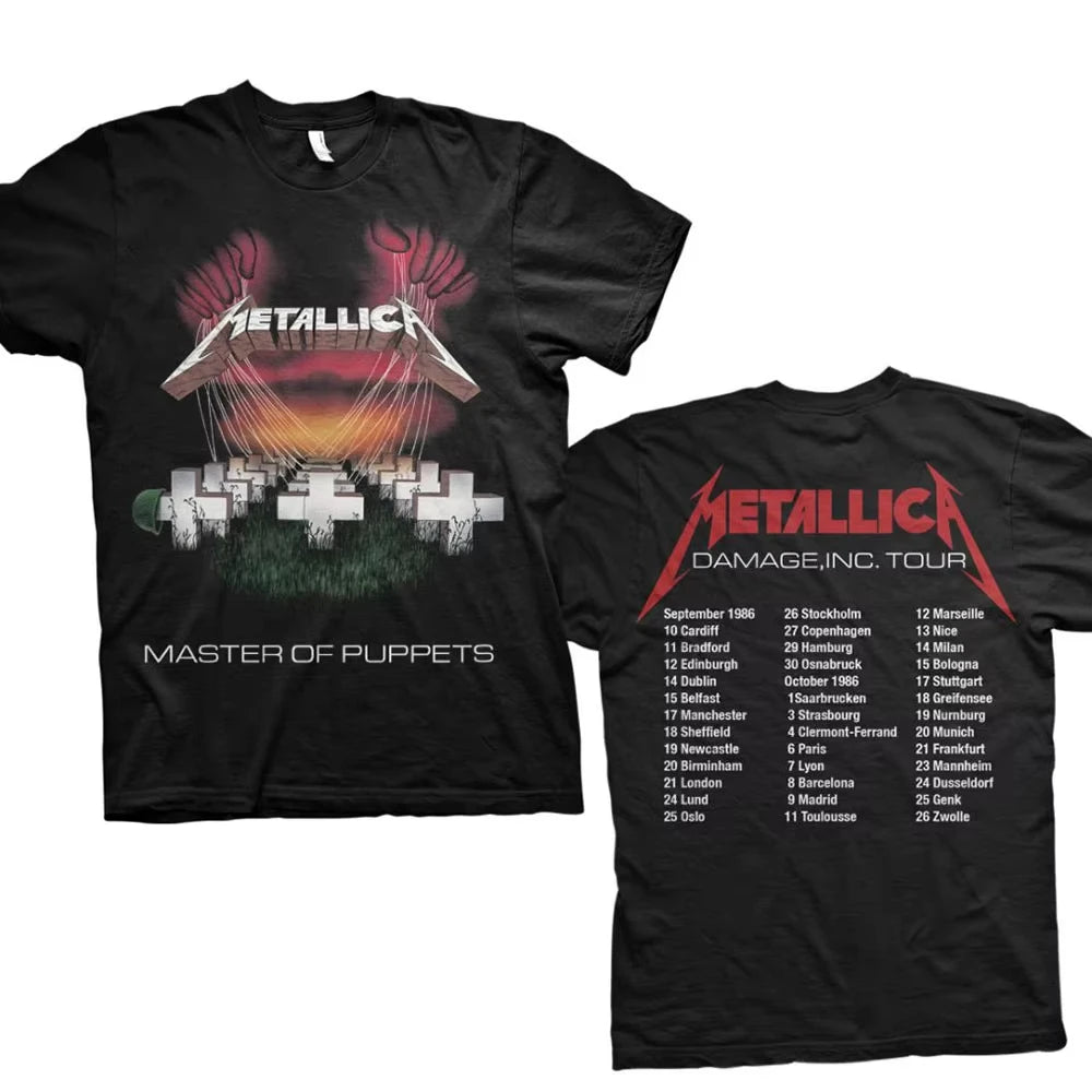 Metallica Band graphics Vintage Men's T-Shirt Unisex Fashion O-Neck 100%Cotton Short Sleeve Y2k Oversized Popular Tee fans gifts