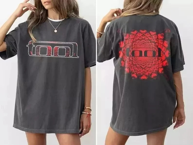 Tool Logo Band Grey Casual T-Shirt Cotton Graphic Tee Men Women Summer Streetwear