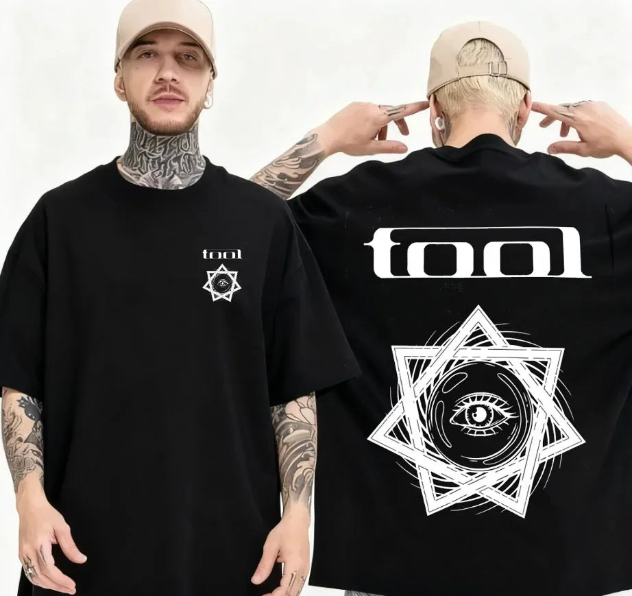 2026 Tool Band T-Shirt Men Oversized Cotton Short Sleeve Rock Music Graphic Tees Vintage Skeleton Print Streetwear Casual Tops