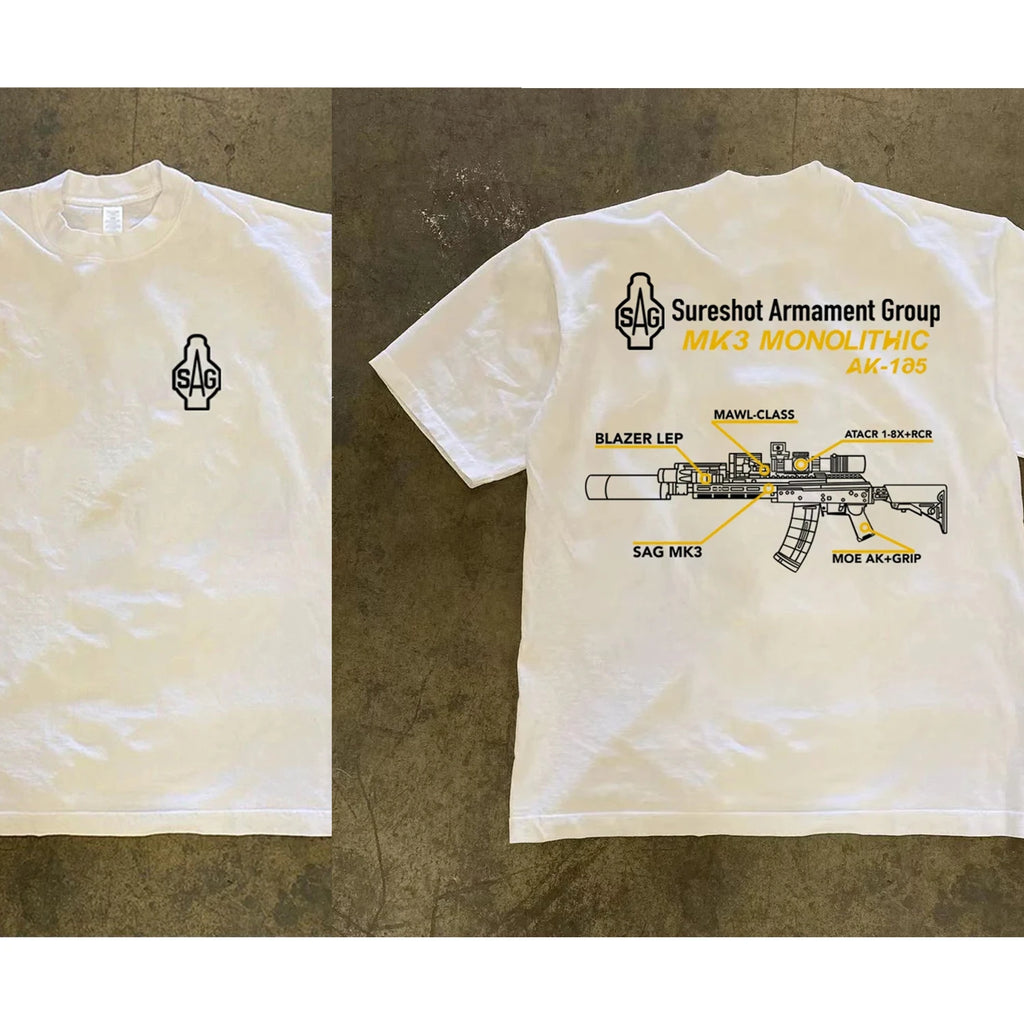 Men's Graphic in SAG MK3 T-Shirt 100% Cotton Sweat Wicking Breathable High Quality Casual Tee for Military Enthusiast