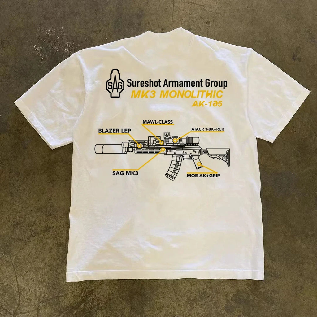 Men's Graphic in SAG MK3 T-Shirt 100% Cotton Sweat Wicking Breathable High Quality Casual Tee for Military Enthusiast