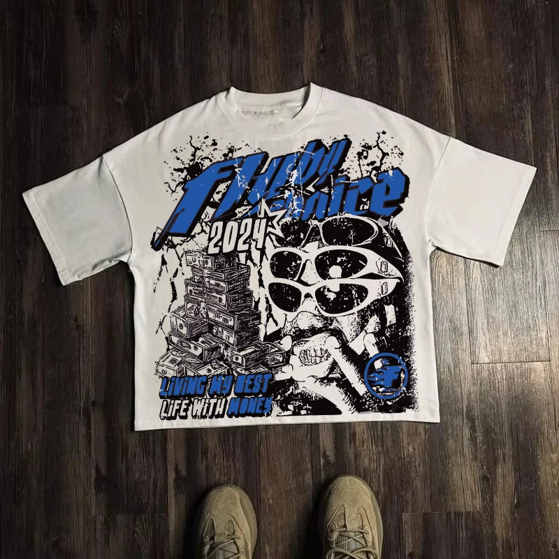Graphic T-shirt Men Women Vintage Top Hip Hop Streetwear Oversized Tshirt Short Sleeve Casual Clothing Summer Fashion Y2K Tee