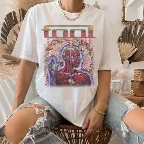Tool Logo Band Grey Casual T-Shirt Cotton Graphic Tee Men Women Summer Streetwear