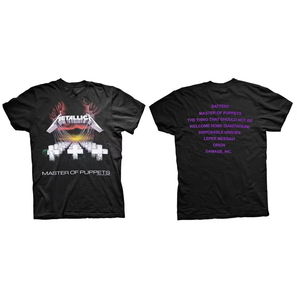 Metallica Band graphics Vintage Men's T-Shirt Unisex Fashion O-Neck 100%Cotton Short Sleeve Y2k Oversized Popular Tee fans gifts