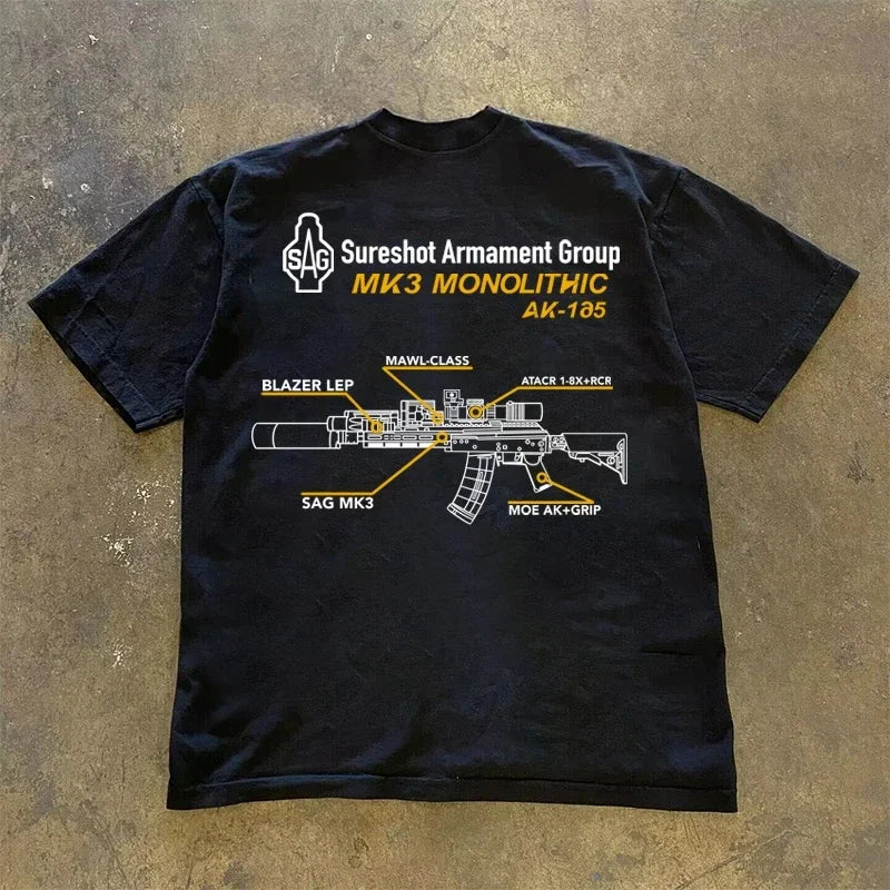 Men's Graphic in SAG MK3 T-Shirt 100% Cotton Sweat Wicking Breathable High Quality Casual Tee for Military Enthusiast