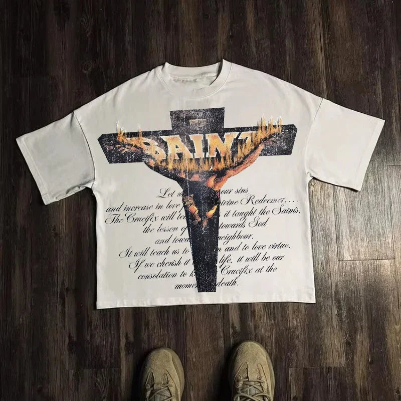 Graphic T-shirt Men Women Vintage Top Hip Hop Streetwear Oversized Tshirt Short Sleeve Casual Clothing Summer Fashion Y2K Tee