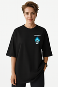 Women's Black Oversized Firestarter Skull Graphic Tee